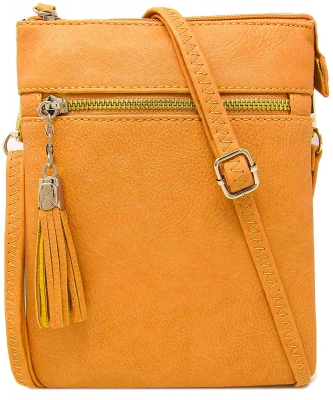 Fashion Multi Compartment Cross Body Bag WU022 MUSTARD